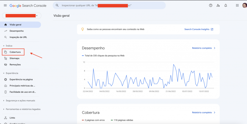 Como interpretar relatórios de cobertura e erros no Google Search Console