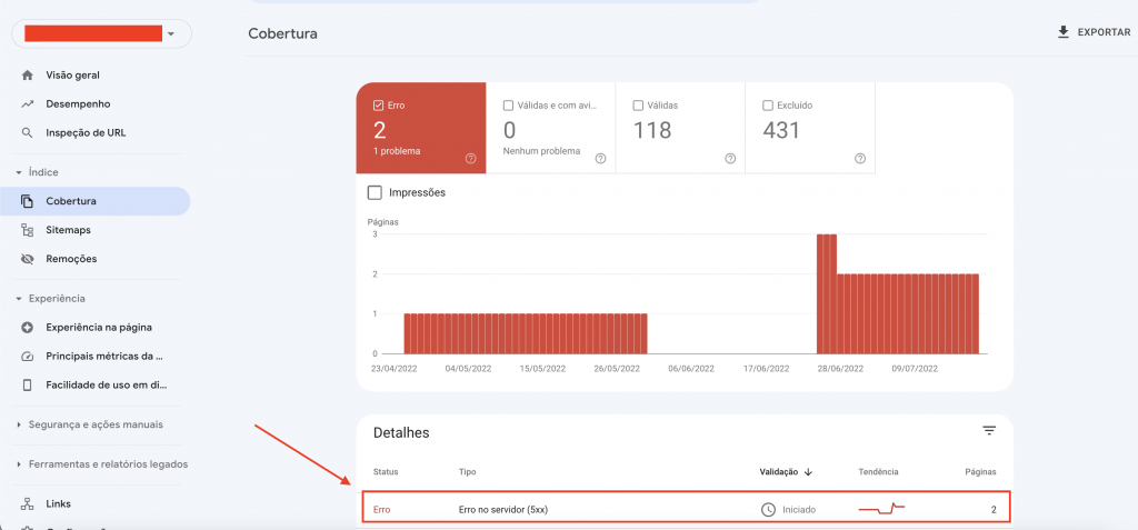 Como interpretar relatórios de cobertura e erros no Google Search Console