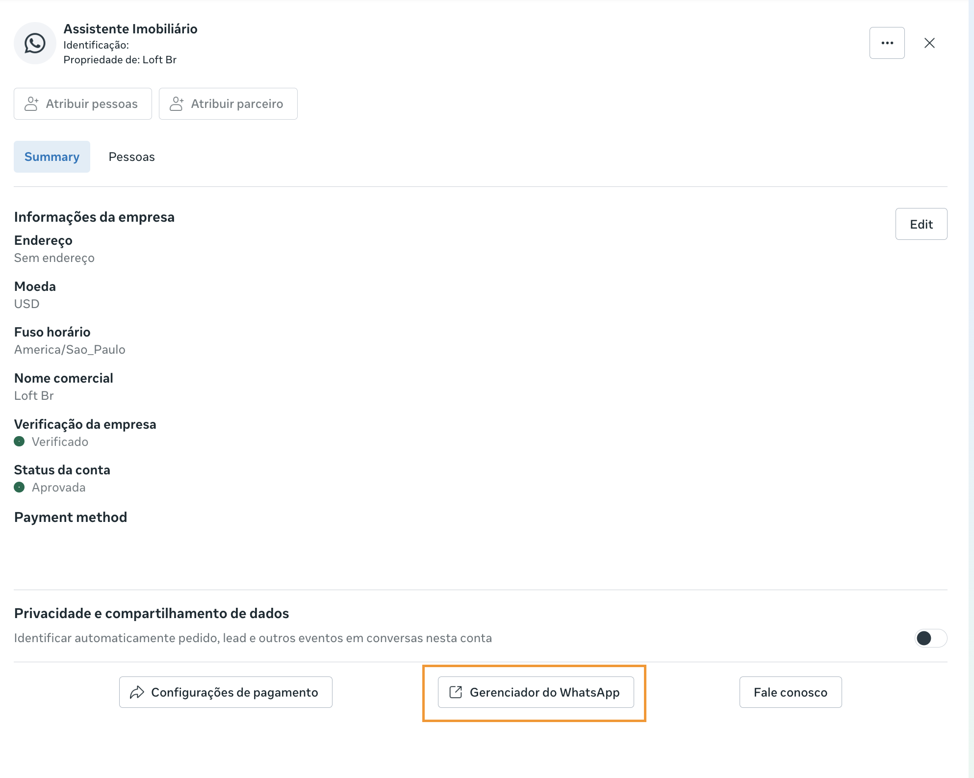 Gerenciador do WhatsApp